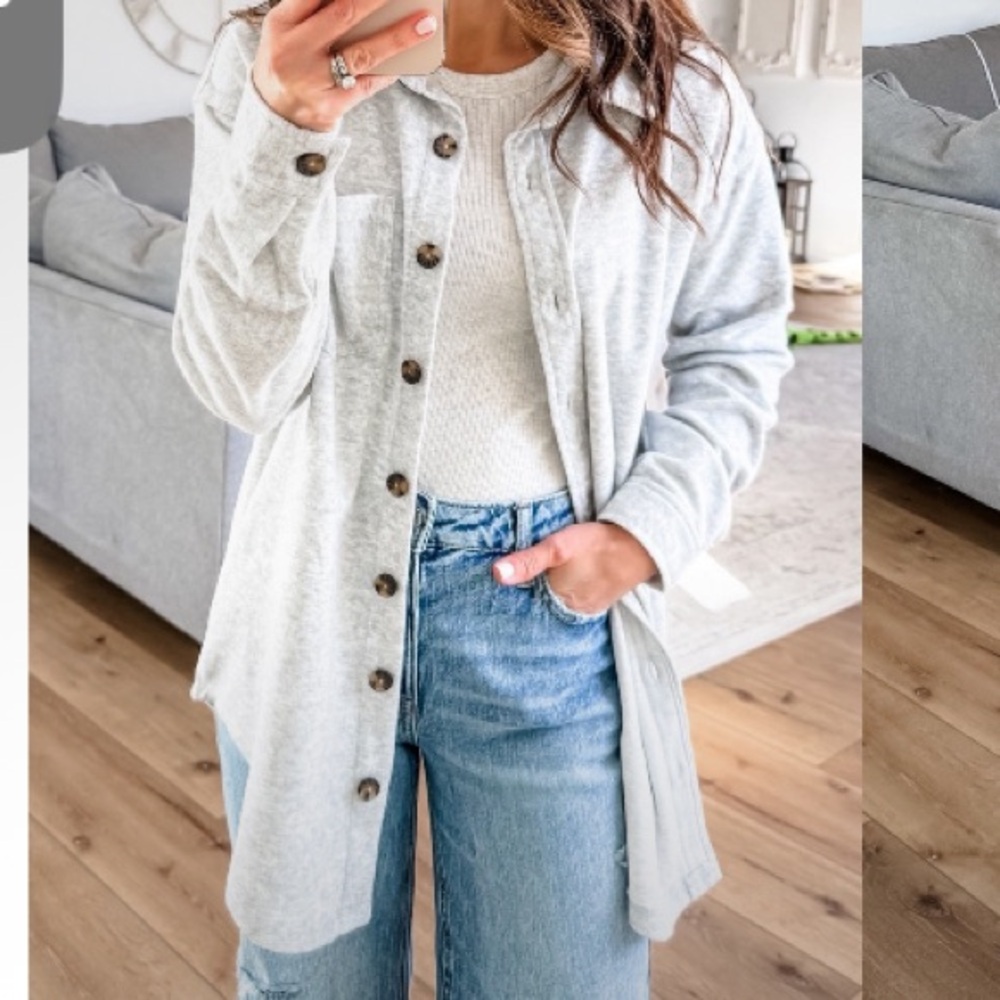 NWT HEATHER GRAY KNIT FLANNEL SUPER SOFT
